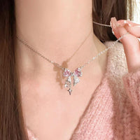 Pink Bow Pendant Necklace - The Mage's Emporium Kore Kawaii Kore Kawaii Shopify Collective Used English Japanese Style Comic Book