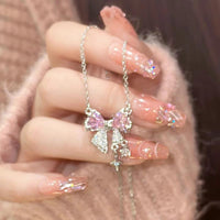 Pink Bow Pendant Necklace - The Mage's Emporium Kore Kawaii Kore Kawaii Shopify Collective Used English Japanese Style Comic Book