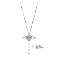 Pink Crystal Heart Angel Wings Pendant Necklace - The Mage's Emporium Kore Kawaii Kore Kawaii Shopify Collective Used English Japanese Style Comic Book
