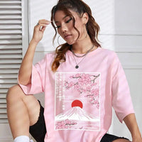 Pink Sakura Mount Fuji T-Shirt - The Mage's Emporium Kore Kawaii Kore Kawaii Shopify Collective Used English Japanese Style Comic Book