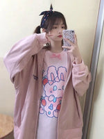 Pink Strawberry Bunny Harajuku T-Shirt - The Mage's Emporium Kore Kawaii Kore Kawaii Shopify Collective Used English Japanese Style Comic Book