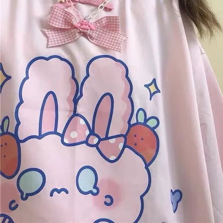 Pink Strawberry Bunny Harajuku T-Shirt - The Mage's Emporium Kore Kawaii Kore Kawaii Shopify Collective Used English Japanese Style Comic Book