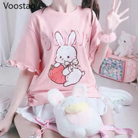 Pink Strawberry Bunny T-Shirt - The Mage's Emporium Kore Kawaii Kore Kawaii Shopify Collective Used English Japanese Style Comic Book