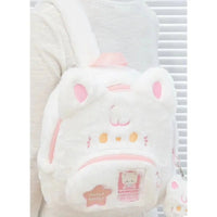 Pink & White Plush Cat Backpack - The Mage's Emporium Kore Kawaii Kore Kawaii Shopify Collective Used English Japanese Style Comic Book