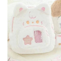 Pink & White Plush Cat Backpack - The Mage's Emporium Kore Kawaii Kore Kawaii Shopify Collective Used English Japanese Style Comic Book