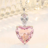 Pink Zircon Heart Pendant Necklace - The Mage's Emporium Kore Kawaii Kore Kawaii Shopify Collective Used English Japanese Style Comic Book
