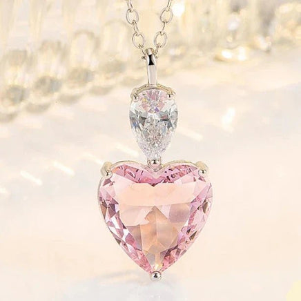 Pink Zircon Heart Pendant Necklace - The Mage's Emporium Kore Kawaii Kore Kawaii Shopify Collective Used English Japanese Style Comic Book