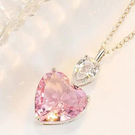 Pink Zircon Heart Pendant Necklace - The Mage's Emporium Kore Kawaii Kore Kawaii Shopify Collective Used English Japanese Style Comic Book