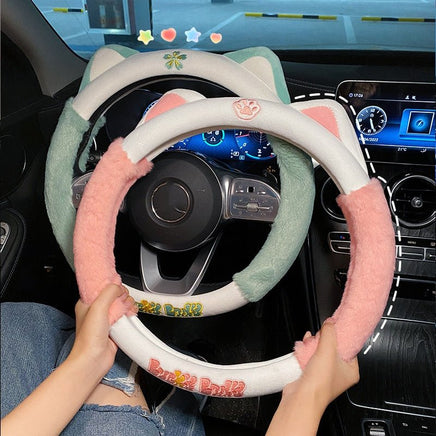 Plush Cat Steering Wheel Cover - The Mage's Emporium Kore Kawaii Kore Kawaii Shopify Collective Used English Japanese Style Comic Book