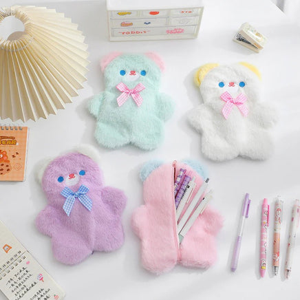 Plush Pastel Bear Pencil Case - The Mage's Emporium Kore Kawaii Kore Kawaii Shopify Collective Used English Japanese Style Comic Book