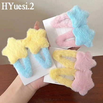 Plush Star Pastel Hair Clips - The Mage's Emporium Kore Kawaii Kore Kawaii Shopify Collective Used English Japanese Style Comic Book