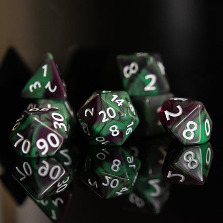 Poison Apple Acrylic Dice Set - The Mage's Emporium Misty Mountain Gaming Misty Mountain Gaming Shopify Collective Used English Acrylic Dice Japanese Style Comic Book