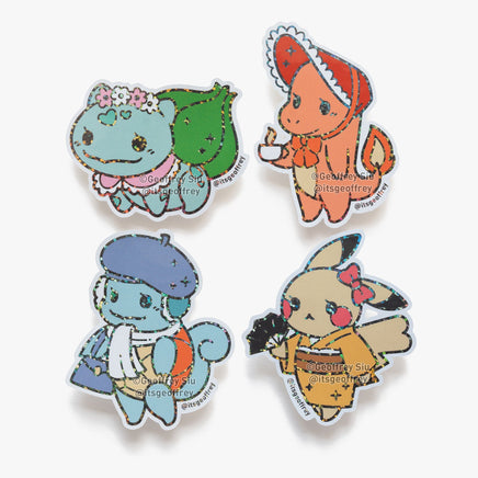 Pokema'am 1 Holographic Glitter Stickers - The Mage's Emporium Geoffrey Siu Art LLC Geoffrey Siu Art LLC Shopify Collective Used English Vinyl Sticker Japanese Style Comic Book