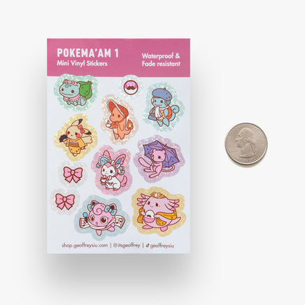 Pokema'am 1 Mini Vinyl Sticker Sheet - The Mage's Emporium Geoffrey Siu Art LLC Geoffrey Siu Art LLC Shopify Collective Used English Sticker Sheet Japanese Style Comic Book