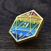 Pride and Gold Rainbow D20 Pin