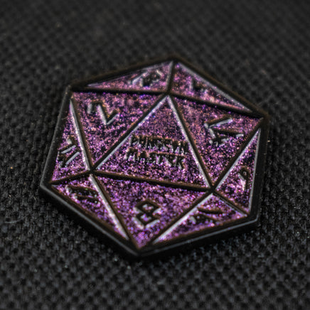 Purple Glitter D20 Pin - The Mage's Emporium Misty Mountain Gaming Misty Mountain Gaming Shopify Collective Used English Pin Japanese Style Comic Book