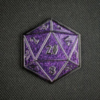 Purple Glitter D20 Pin - The Mage's Emporium Misty Mountain Gaming Misty Mountain Gaming Shopify Collective Used English Pin Japanese Style Comic Book