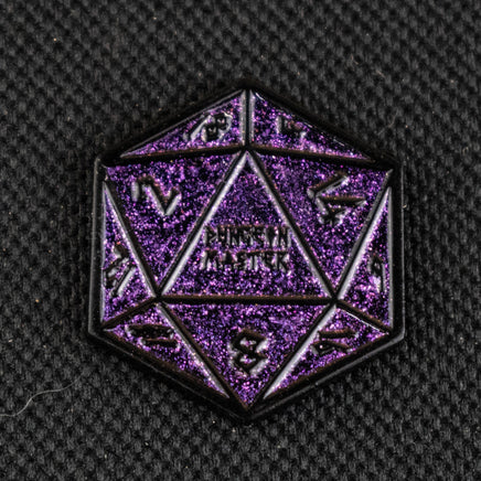 Purple Glitter D20 Pin - The Mage's Emporium Misty Mountain Gaming Misty Mountain Gaming Shopify Collective Used English Pin Japanese Style Comic Book