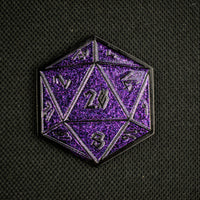 Purple Glitter D20 Pin - The Mage's Emporium Misty Mountain Gaming Misty Mountain Gaming Shopify Collective Used English Pin Japanese Style Comic Book