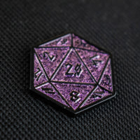 Purple Glitter D20 Pin - The Mage's Emporium Misty Mountain Gaming Misty Mountain Gaming Shopify Collective Used English Pin Japanese Style Comic Book