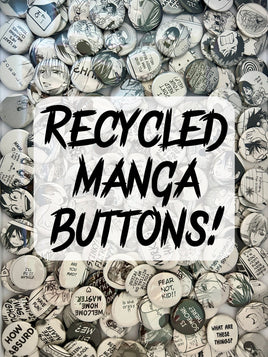Recycled Manga Buttons - The Mage's Emporium The Mage's Emporium outofstock Used English Japanese Style Comic Book