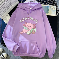Relaxolotl Hoodie - The Mage's Emporium Kore Kawaii Kore Kawaii Shopify Collective Used English Japanese Style Comic Book