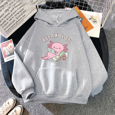 Relaxolotl Hoodie - The Mage's Emporium Kore Kawaii Kore Kawaii Shopify Collective Used English Japanese Style Comic Book