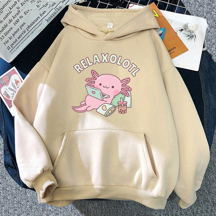 Relaxolotl Hoodie - The Mage's Emporium Kore Kawaii Kore Kawaii Shopify Collective Used English Japanese Style Comic Book