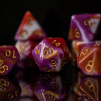 Retro Acrylic Dice Set - The Mage's Emporium Misty Mountain Gaming Misty Mountain Gaming Shopify Collective Used English Acrylic Dice Japanese Style Comic Book
