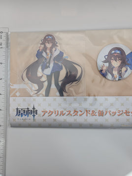 Hu Tao Genshin Impact Lawson Acrylic Stand & Can Badge Set