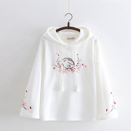 Sakura Bunny Embroidered Hoodie - The Mage's Emporium Kore Kawaii Kore Kawaii Shopify Collective Used English Japanese Style Comic Book