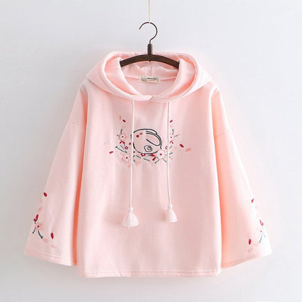 Sakura Bunny Embroidered Hoodie - The Mage's Emporium Kore Kawaii Kore Kawaii Shopify Collective Used English Japanese Style Comic Book