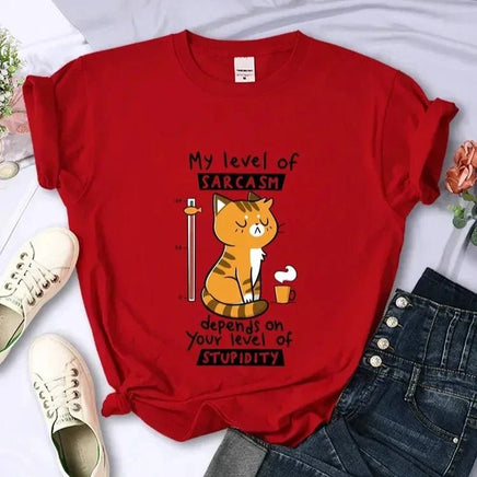 Sarcastic Cat T-Shirt - The Mage's Emporium Kore Kawaii Kore Kawaii Shopify Collective Used English Japanese Style Comic Book