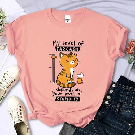 Sarcastic Cat T-Shirt - The Mage's Emporium Kore Kawaii Kore Kawaii Shopify Collective Used English Japanese Style Comic Book