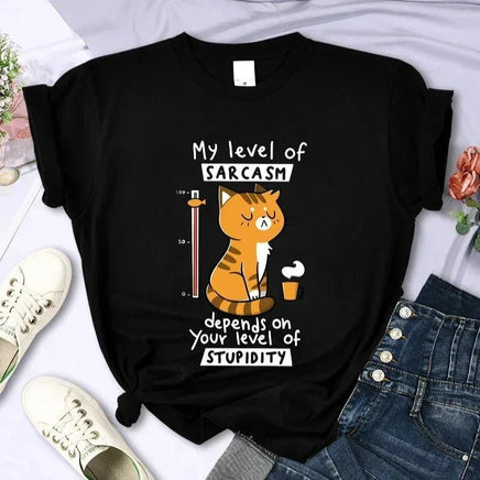 Sarcastic Cat T-Shirt - The Mage's Emporium Kore Kawaii Kore Kawaii Shopify Collective Used English Japanese Style Comic Book