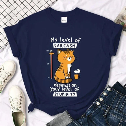 Sarcastic Cat T-Shirt - The Mage's Emporium Kore Kawaii Kore Kawaii Shopify Collective Used English Japanese Style Comic Book