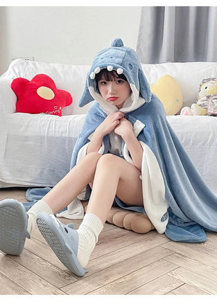 Shark Blanket Hoodie Cloak - The Mage's Emporium Kore Kawaii Kore Kawaii Shopify Collective Used English Japanese Style Comic Book