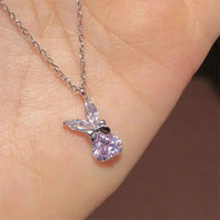 Silver Crystal Bunny Bowknot Pendant - The Mage's Emporium Kore Kawaii Kore Kawaii Shopify Collective Used English Japanese Style Comic Book