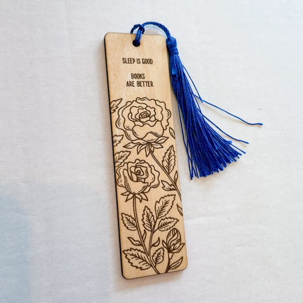 Sleep is Good, Books are Better Wooden Bookmark - The Mage's Emporium White Rose Books & More Shopify Collective White Rose Books & More Used English Bookmark Japanese Style Comic Book