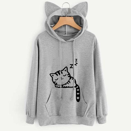 Sleeping Cat Hoodie with Ears - The Mage's Emporium Kore Kawaii Kore Kawaii Shopify Collective Used English Japanese Style Comic Book