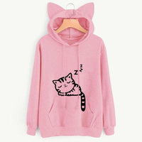 Sleeping Cat Hoodie with Ears - The Mage's Emporium Kore Kawaii Kore Kawaii Shopify Collective Used English Japanese Style Comic Book