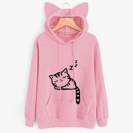 Sleeping Cat Hoodie with Ears - The Mage's Emporium Kore Kawaii Kore Kawaii Shopify Collective Used English Japanese Style Comic Book