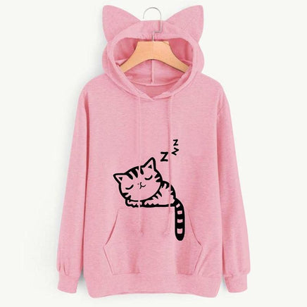 Sleeping Cat Hoodie with Ears - The Mage's Emporium Kore Kawaii Kore Kawaii Shopify Collective Used English Japanese Style Comic Book