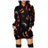 Spooky Print Hoodie Dress - The Mage's Emporium Kore Kawaii Kore Kawaii Shopify Collective Used English Japanese Style Comic Book