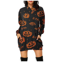 Spooky Print Hoodie Dress - The Mage's Emporium Kore Kawaii Kore Kawaii Shopify Collective Used English Japanese Style Comic Book