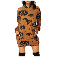 Spooky Print Hoodie Dress - The Mage's Emporium Kore Kawaii Kore Kawaii Shopify Collective Used English Japanese Style Comic Book