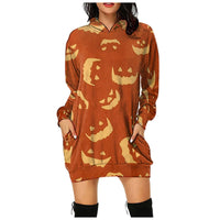Spooky Print Hoodie Dress - The Mage's Emporium Kore Kawaii Kore Kawaii Shopify Collective Used English Japanese Style Comic Book