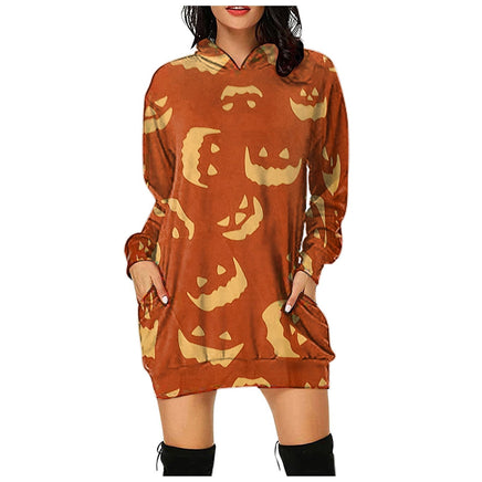 Spooky Print Hoodie Dress - The Mage's Emporium Kore Kawaii Kore Kawaii Shopify Collective Used English Japanese Style Comic Book