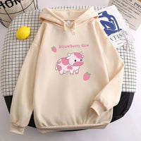Strawberry Cow Hoodie - The Mage's Emporium Kore Kawaii Kore Kawaii Shopify Collective Used English Japanese Style Comic Book