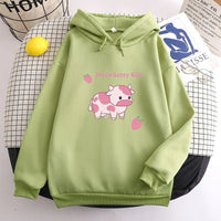 Strawberry Cow Hoodie - The Mage's Emporium Kore Kawaii Kore Kawaii Shopify Collective Used English Japanese Style Comic Book